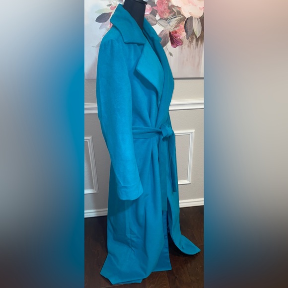 Fashion Nova Teal Long Coat || Size 1X - Picture 9 of 16